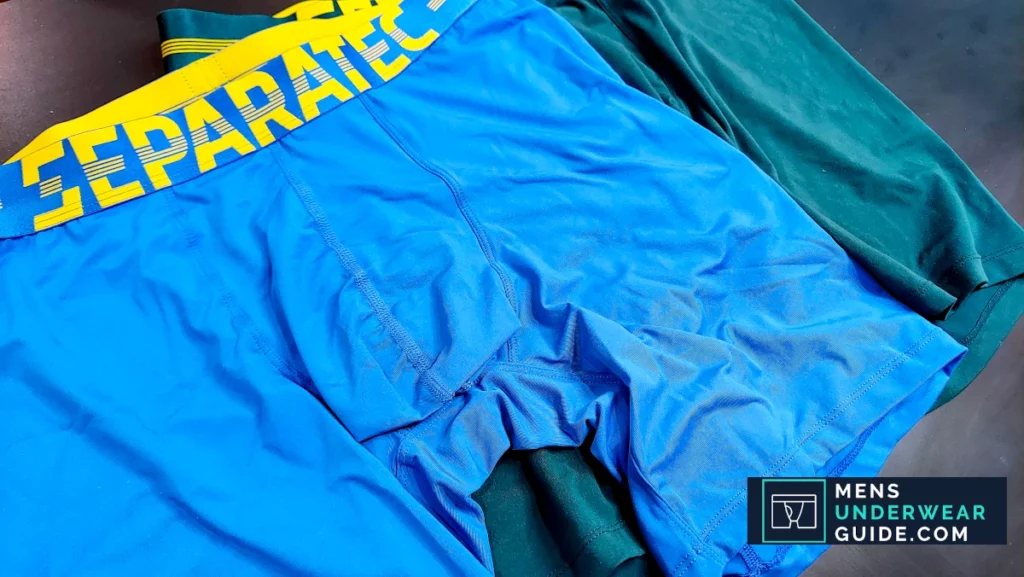 Blue and green Separatec long leg boxer briefs